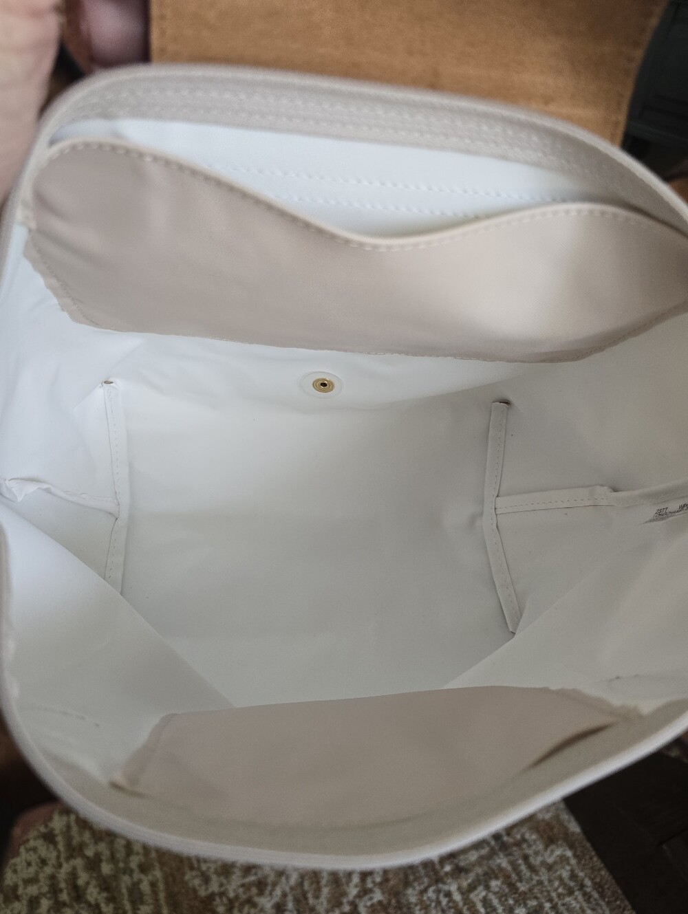 Longchamp Small beige tote with brown leather trim - Picture 7 of 12